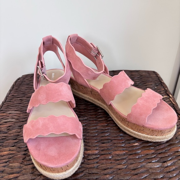 Final sale New Marc Fisher Fayme real Suede Pink Wedge Sandals size 8.5 - Picture 5 of 14